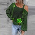 thumbnail image 1 of Chemises pour Femmes Mode Chandail Imprimé pour la Saint-Patrick Épaules Dénudées Graphique Manches Longues chandail, 1 of 5