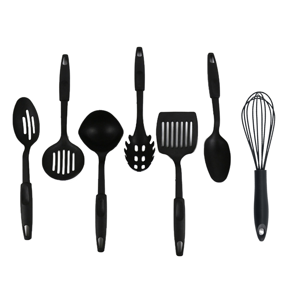 PWFE Kitchen Cooking Tools Set, 7 Piece Kitchen Utensil, Black(Black
