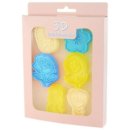 

HOTYA 6pcs 3D Rose Flower Cookie Cutters Pressable Biscuit Mold Stamped Embossed Pastry Plunger Fondant Cake Decorating Tools