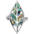 thumbnail image 4 of Sterling Silver Rhodium-Plated Polished Abalone Leaf Ringsize 7 (Width 2.3) - Jbsp, 4 of 5