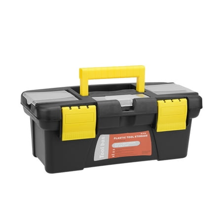 10-inch Tool Box, Plastic Tool Box w Tray and Organizers Includes Removable Three Small Parts Boxes