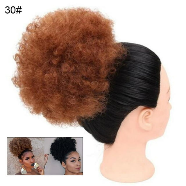 maskred Chignon Synthétique Afro Court à Clipser Queue de Cheval avec Cordon Extensions de Cheveux Bouclés No.4
