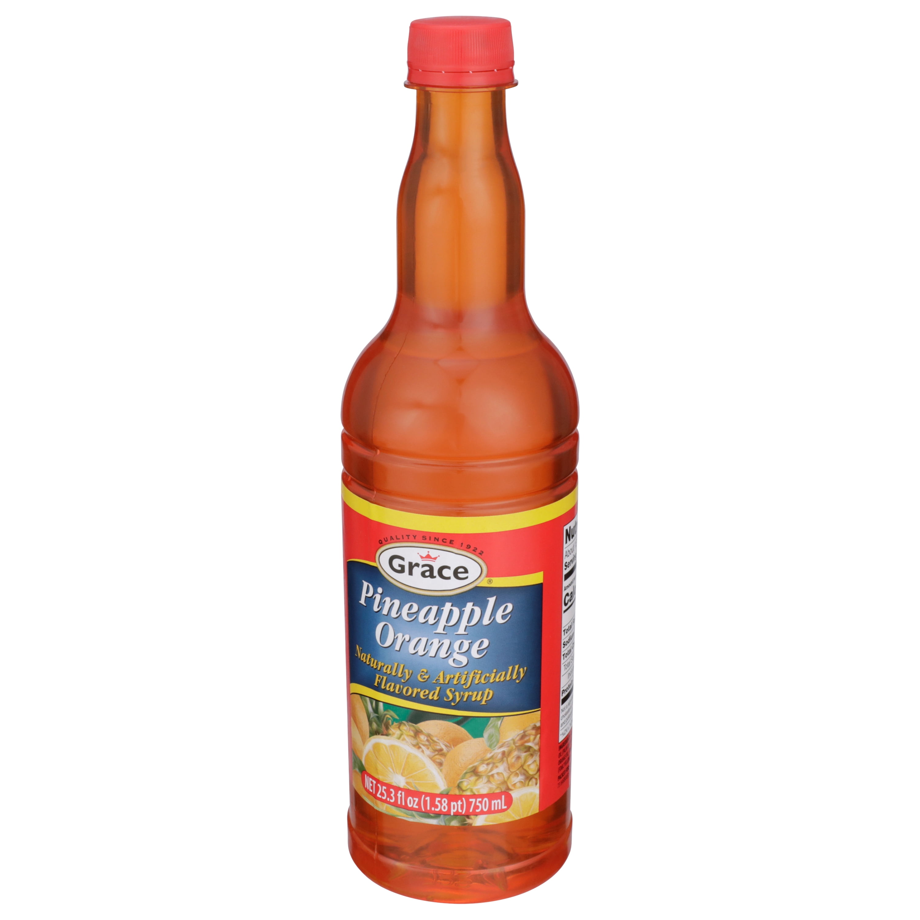 (4 pack) Grace Orange Pineapple Syrup 33.9 Fl Oz Bottle