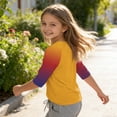 thumbnail image 4 of Grblisyd Girls Shirts Size 10-12 3/4 Sleeve Henley Shirts Button Down V Neck Raglan Tops Loose Color Block Blouse, 4 of 7