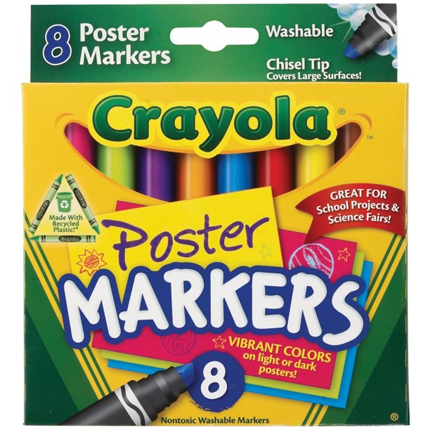 Crayola Washable Poster Marker Set, 8Colors