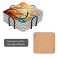thumbnail image 2 of BaHomeck Drink Coasters Set Of 6 With Holder Autumn Tree With Leaves Orange And Red Water Absorbent Ceramic Coasters Tabletop Protection,Suitable For Various Cup,Home Decor, 2 of 4