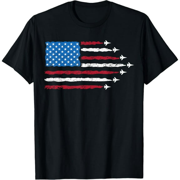 Patriotic Red White Blue USA Flag Fighter Jets 4th of July T-Shirt TShirt