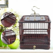 Miumaeov Vintage Wooden Bird Cage Bamboo Hanging Cage Outdoor Parrot Finch Cage