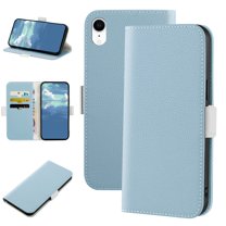Dteck Wallet Phone Case for Apple iPhone XR 6.1 inch,Magnetic Folio Flip Holder Card Slots Candy Color Leather Full Protection Protective Cover,Blue