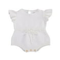 thumbnail image 1 of Newborn Infant Baby Girl Jumpsuit Solid Color Ruffle Sleeveless Knit Drawstring Romper Clothes Purple 12-18 Months, 1 of 7