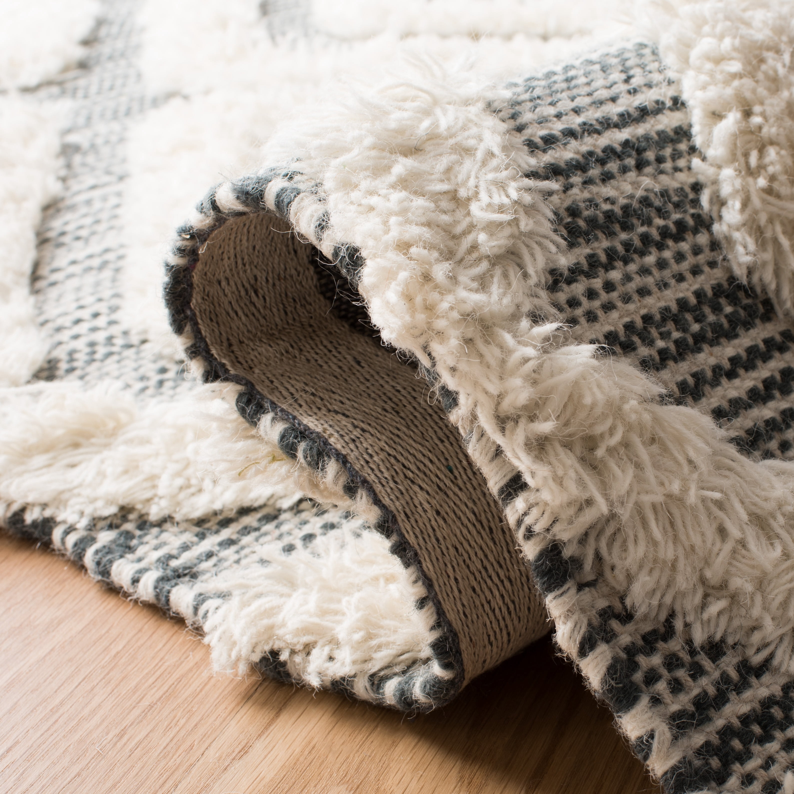 SAFAVIEH Kenya Arline Geometric Wool Area Rug, Teal/Ivory, 9' x 12'