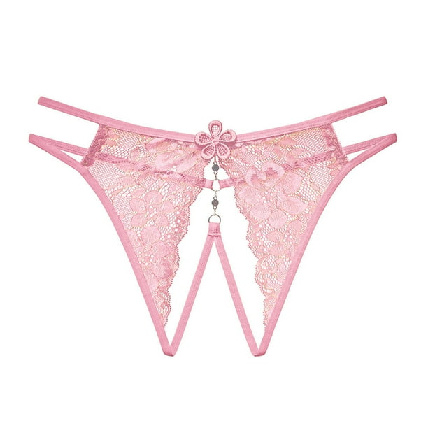 Gibobby Calzones de encaje para mujer Bragas de mujer con ribete de encaje, tanga sexy, bragas transpirables sin costuras(Rosa,Talla única)