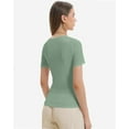 thumbnail image 5 of Womens Scoop Neck Ribbed Knit T-Shirts Slim Fitted Short Sleeve Top Summer Basic Shirt, 5 of 7