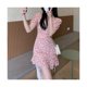 thumbnail image 3 of Vestidos casuales, vestido floral de poliéster con piel floral, vestido corto de verano, vestido de cuello cuadrado, rendimiento sólido, 3 of 9