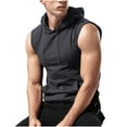 thumbnail image 2 of Xdegoge Men's Workout Hooded Tank Tops Drawstring Sleeveless Gym Training Sports Hoodies Bodybuilding Cut off Muscle T Shirt with Pocket, 2 of 9