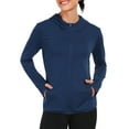 thumbnail image 2 of NELEUS Womens UPF 50+ Hooded Athletic Jackets High Collar Full Zipper with Thumb Holes Ponytail Hole and Pockets,Navy Blue,US Size L, 2 of 8