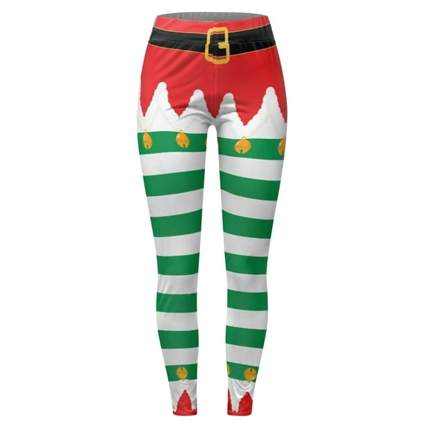 LSLJS Women's Christmas Snowflake Sports Christmas Running Leggings Santa  Tights High Waisted Leggings on Clearance