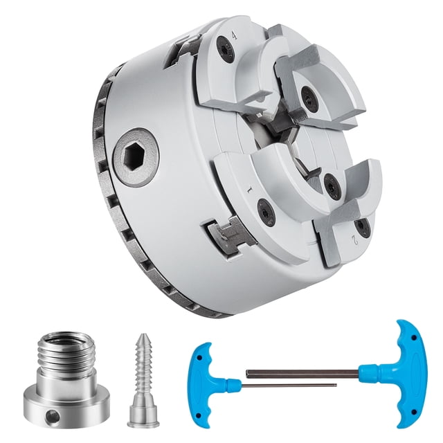 KFFKFF KP2-3/4 Chuck for Lathe, 4-Jaw with 2.75" Diameter, Metal Turning Machine Accessory, Self-aligning Tool, Suitable for Precision Engineering, Grinding Devices, Milling Equipment