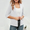 thumbnail image 3 of Lixiuxyad Womens Open Front Cardigan Women's Lightweight Cardigan Elegant Sun Knit Sweater Soft Loose Fit Casual Cover Up Outerwear Comfortable Stretchy Sleeve,White, 3 of 5
