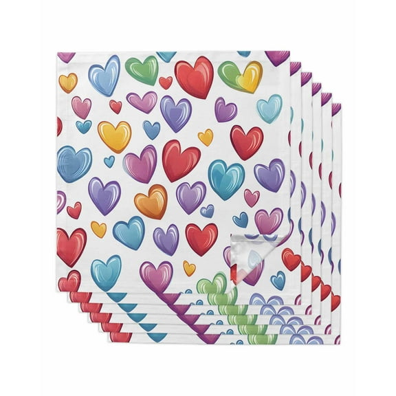 nqOlkjepod Colorful Love Heart Cloth Napkins Set of 6 Reusable Dinner Napkins, Blue Purple Red Modern Art Cocktail Napkin Washable Table Napkins for Wedding/Holiday Party/Baby Shower 20"x20"