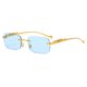 thumbnail image 1 of Gafas de sol cuadradas sin marco con decoración, gafas de sol de metal con cabeza retro para hombres y mujeres, 1 of 6