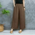 thumbnail image 2 of Women Wide Leg Pants Casual Solid color ElasticWaist Pants With Pockets Loose Pants Trousers, 2 of 6