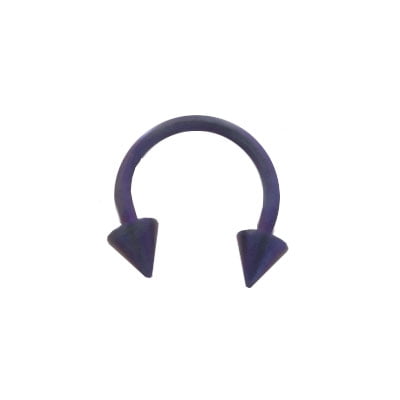 Barbell Head - 14 gauge Dark Purple Solid Titanium Circular Barbell with Spike Head Ends