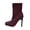 Wine, variant on Wine Women'S Sock Booties Square Toe Elastic Leg Stiletto Heel Mesh Fabric Ankle Boots For Casual Winter And Spring Wear
