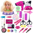 thumbnail image 2 of Kids Doll Head for Hair Styling and Make Up for Little Girls, Head Styling Doll with Hair Makeup Practice, Hair Styling Doll Makeup Toys for Kids with Hair Dryer, 35PCS Accessories (Pink), 2 of 5