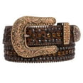 thumbnail image 2 of Women's Western Leopard Zebra Print Calf Hair Rhinestone Rivet Detailing Belt, 2 of 2