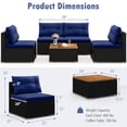 thumbnail image 3 of Costway 5 Piece Outdoor Furniture Set with Seat & Back Cushions Acacia Wood Tabletop Blue, 3 of 10
