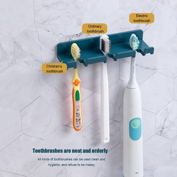 Colgador de enchufe sin perforaciones Soporte de baño para cepillos de dientes montado en la pared (azul oscuro)