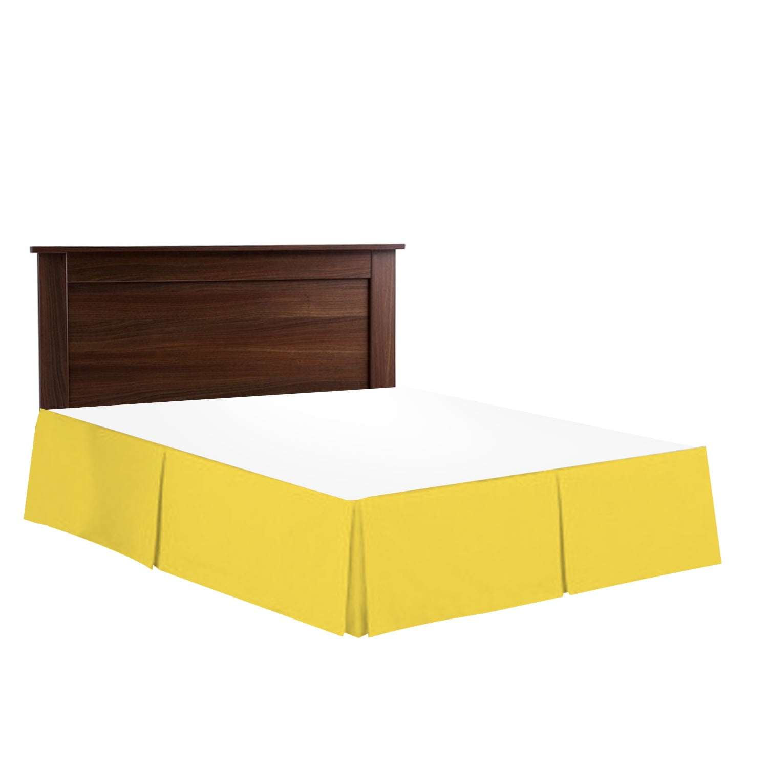 14" Tailored Pleated Bed Skirt Dust Ruffle, Cal King, Yellow, by Clara Clark