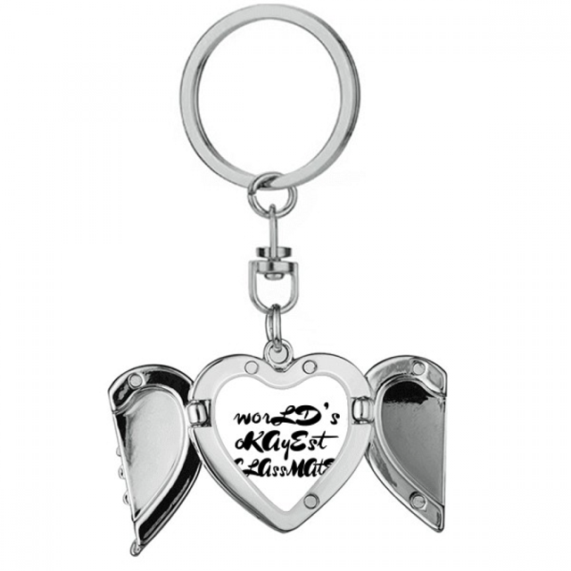 World's Okayest Classmate Graduation season Heart Angel Wing Key Chain Holder