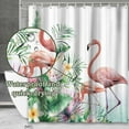 thumbnail image 2 of Flamingo Shower Curtain Green Plants Tropical Bathroom Bathtub Decor + Hooks 72 X 72 Inch, 2 of 5