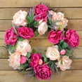thumbnail image 3 of Northlight 22" Unlit Pink Peony and Rose Artificial Spring Twig Wreath, 3 of 3