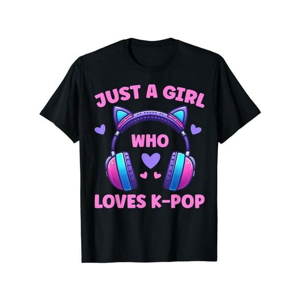 Gifts For Boyfriend Just a Girl Who Loves K-Pop Finger Heart Korean Music Merch T-Shirt Breathable Fabric