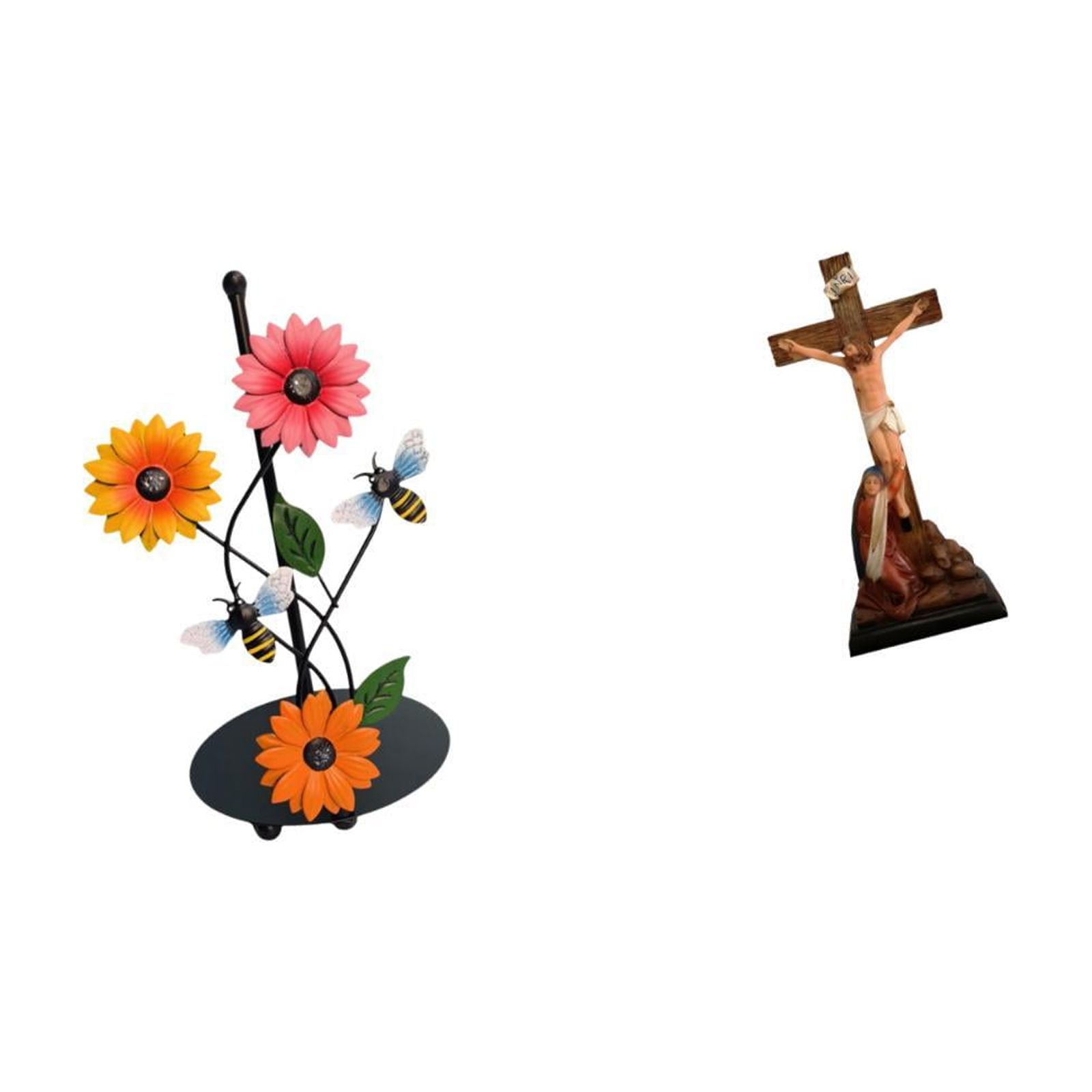Fiocias Toilet Paper Holder Paper Towel Holder Countertop Mother Mary Statue Figurine Jesus Cross Figurine Iron Resin Material Suitable for Kitchen