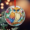 thumbnail image 5 of Crystal Glass Christmas Ornament Stained Glass-style Owl Holiday Ornaments Funny Animal for Home Office Xmas Tree Decor, 5 of 8
