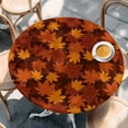 thumbnail image 3 of Orange Fall Fitted Tablecloth with Elastic Edged, Round Table Cloth for Dining Table, Autumn Maple Leaf Botanical Thanksgiving Waterproof Oil Proof Table Cover for Indoor Outdoor 45"-54", 3 of 9