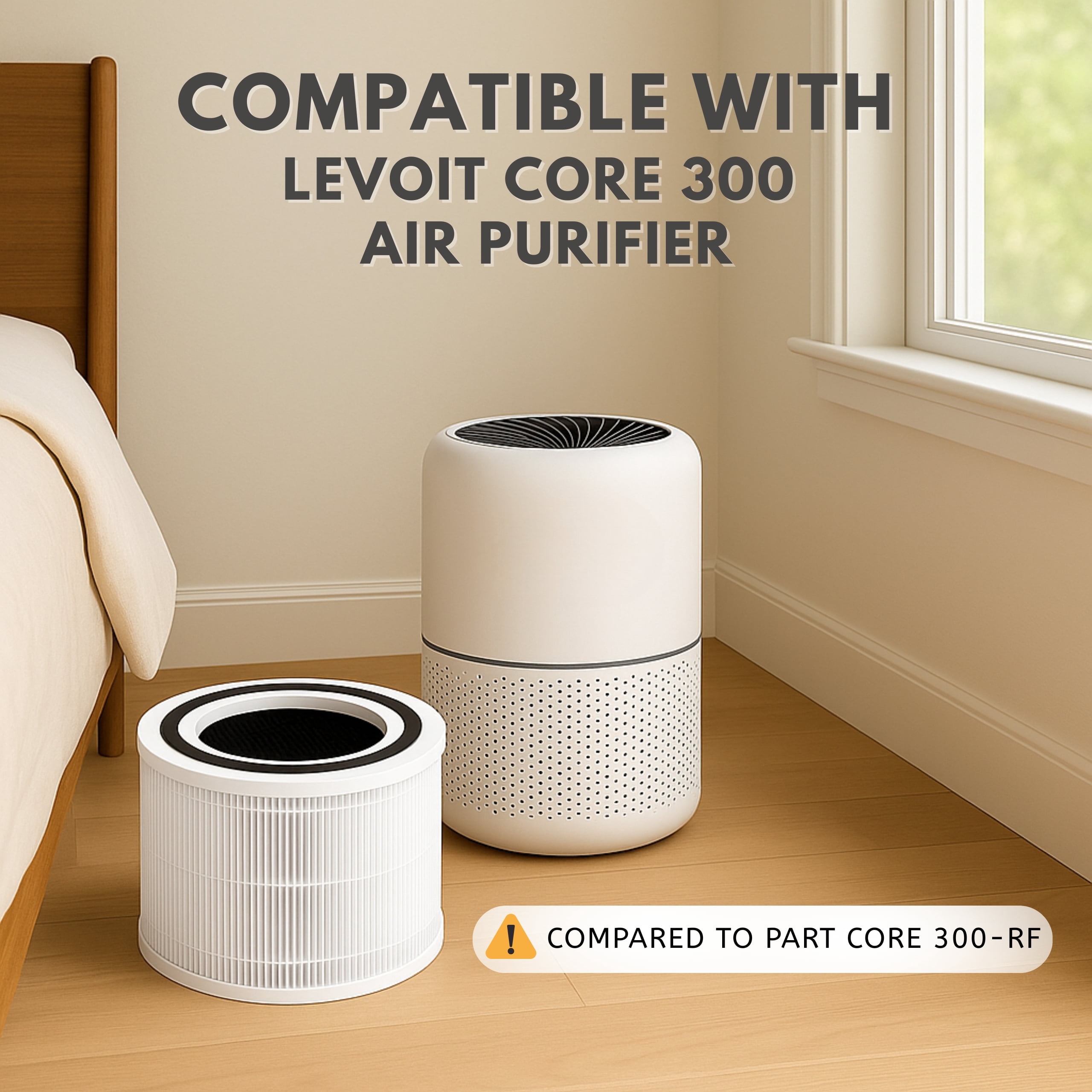 3-in-1 True HEPA Replacement Filter Compatible with Core 300 Air Purifier P350 Core 300-RF, 4 Packs