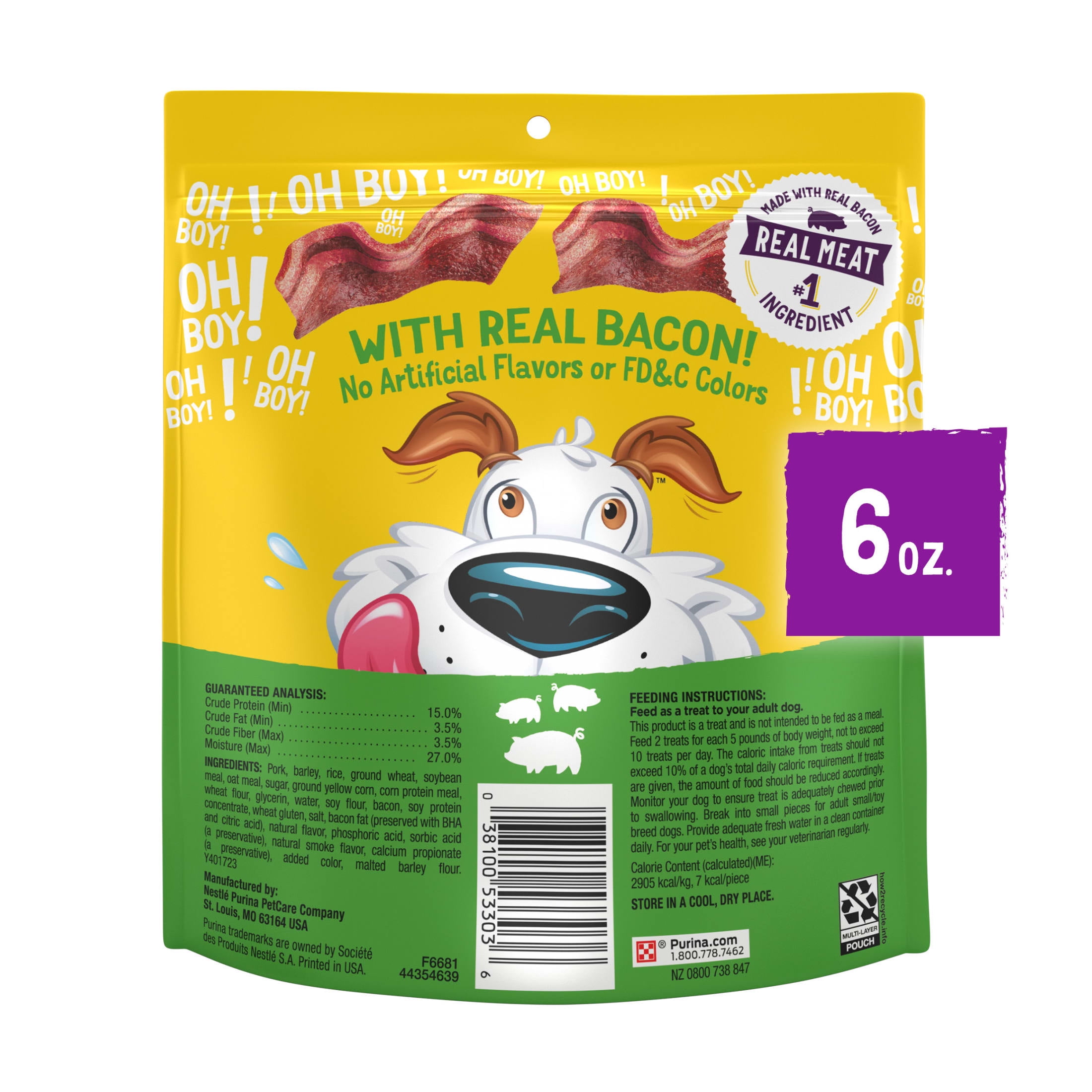 Purina Beggin' Strips Small Dog Treats Fun Size Original with Bacon Flavor Tender Chews, 6 oz Pouch
