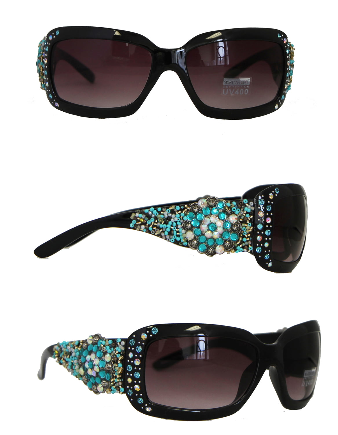 Montana West Sunglasses for Women UV 400 Western Rhinestones Concho Bling Bling Collection Ladies Sunglasses 