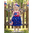 thumbnail image 5 of Loicainy Baby Toddler Girl 4th of July Dress 6 12 18 24 Months 2T 3T 4T Striped Star Print Sleeveless Square Neck Tulle Dress and Bow Headband Set, 5 of 9