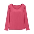 thumbnail image 3 of Built In Bra T Shirt For Womens Padded Long Sleeve Tops Active Blouses Soft Pajama Casual Shirts For Workout, 3 of 5