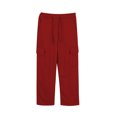 thumbnail image 4 of HAOTAGS Girls Elastic Waist Pants with Drawstring (4-13) Casual Solid Color Outdoor Sport Pants with Side Pockets Red Size 10 Years, 4 of 9