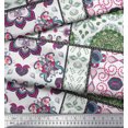 thumbnail image 3 of Soimoi Moss Georgette Fabric Mandala & Paisley Patchwork Printed Craft Fabric by The Yard 42 Inch Wide, 3 of 3