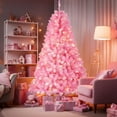 thumbnail image 2 of Ztotop 6.5ft PreLit Premium Artificial Hinged Christmas Tree with Remote Control, Timer and 350 Warm White & Color LED Changing Lights, 970 Fully Branch Tips, Pink, 2 of 7