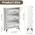 thumbnail image 2 of Shoe Cabinet White with 3 Flip Drawers Hidden Shoe Storage Narrow Shoe Closet for Entryway Slim,White, 2 of 8