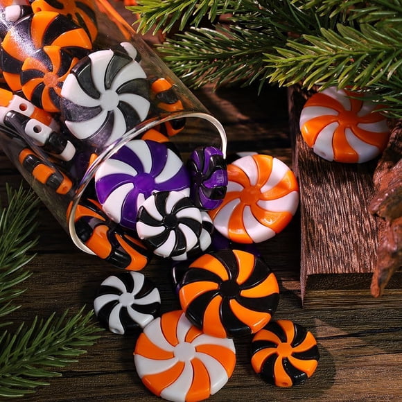 100 piezas de bastones de caramelo XINYU para Halloween adornos colgantes para árbol de Navidad menta decoración de fiestas de Acción de Gracias 5 colores surtidos 24 mm